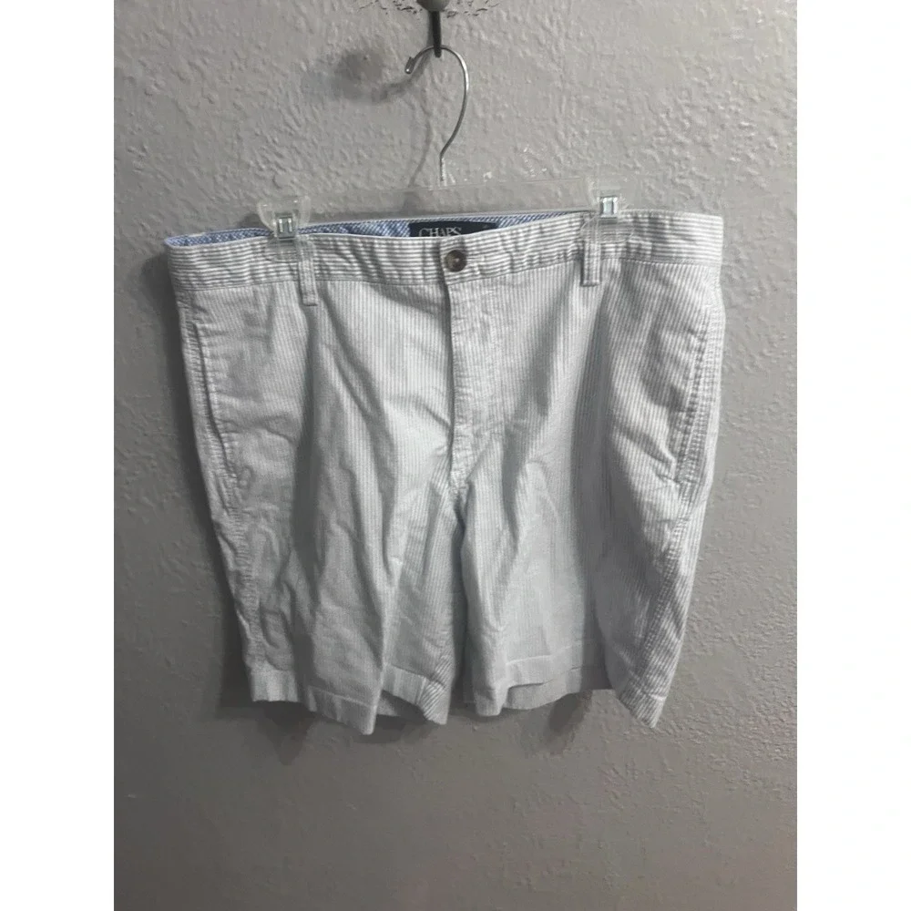 Chaps Men's Blue White Striped Shorts Size 36 Flat Front‎ 9